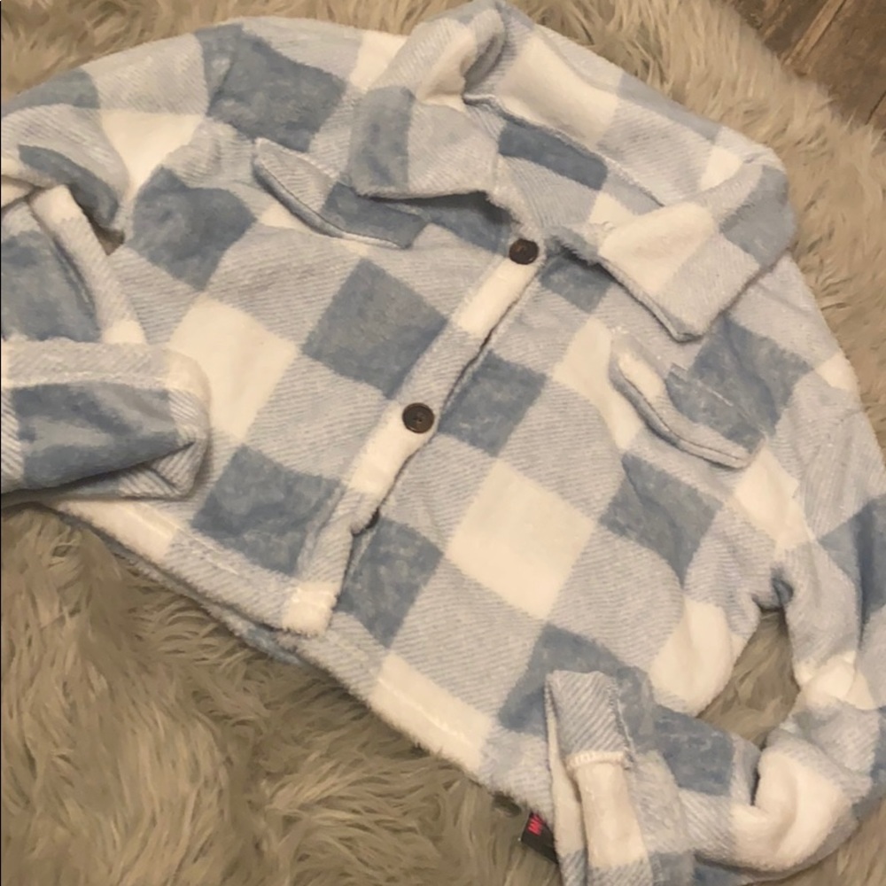 Plaid button down Ultra soft fleece pj top